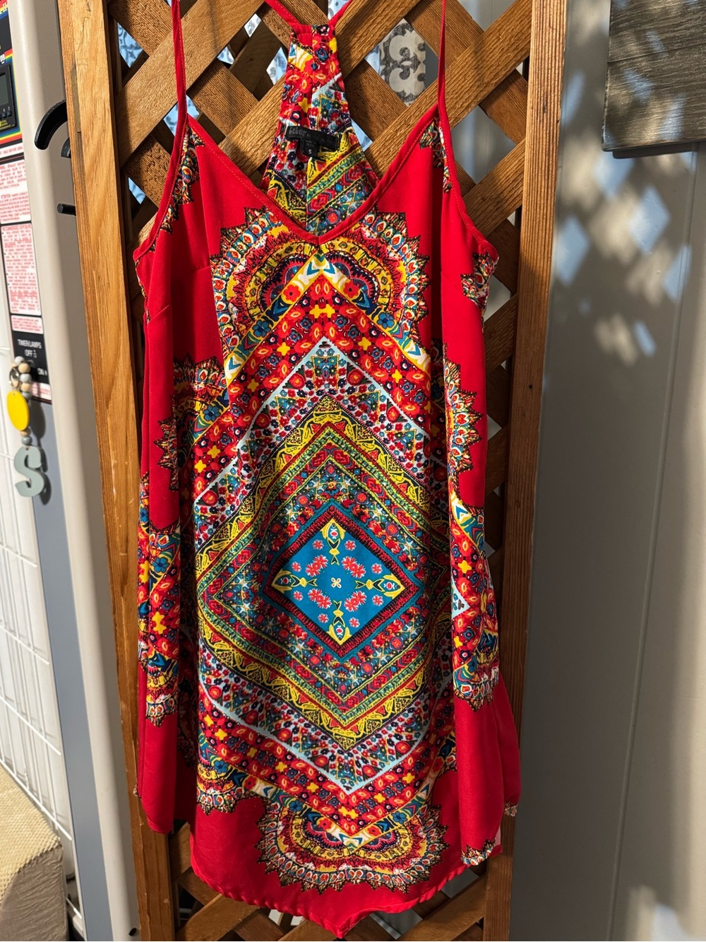 Bebe Red spaghetti strap Printed Sundress